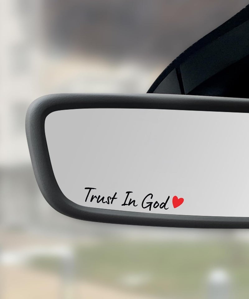 SCUARI 4PCS Car Stickers,Cars Decals,Car Accessories Trust in God Rearview Mirror Sticker,Auto Stickers and Decals,Auto Decals for Women,Trust in God Mirror Decoration,Fits Most Vehicles (Black&Red) - Image 1